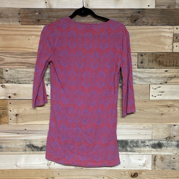 J.Crew size XXS Red & Purple Patterned V-neck Tunic Swimsuit Lightweight Coverup - Picture 7 of 7